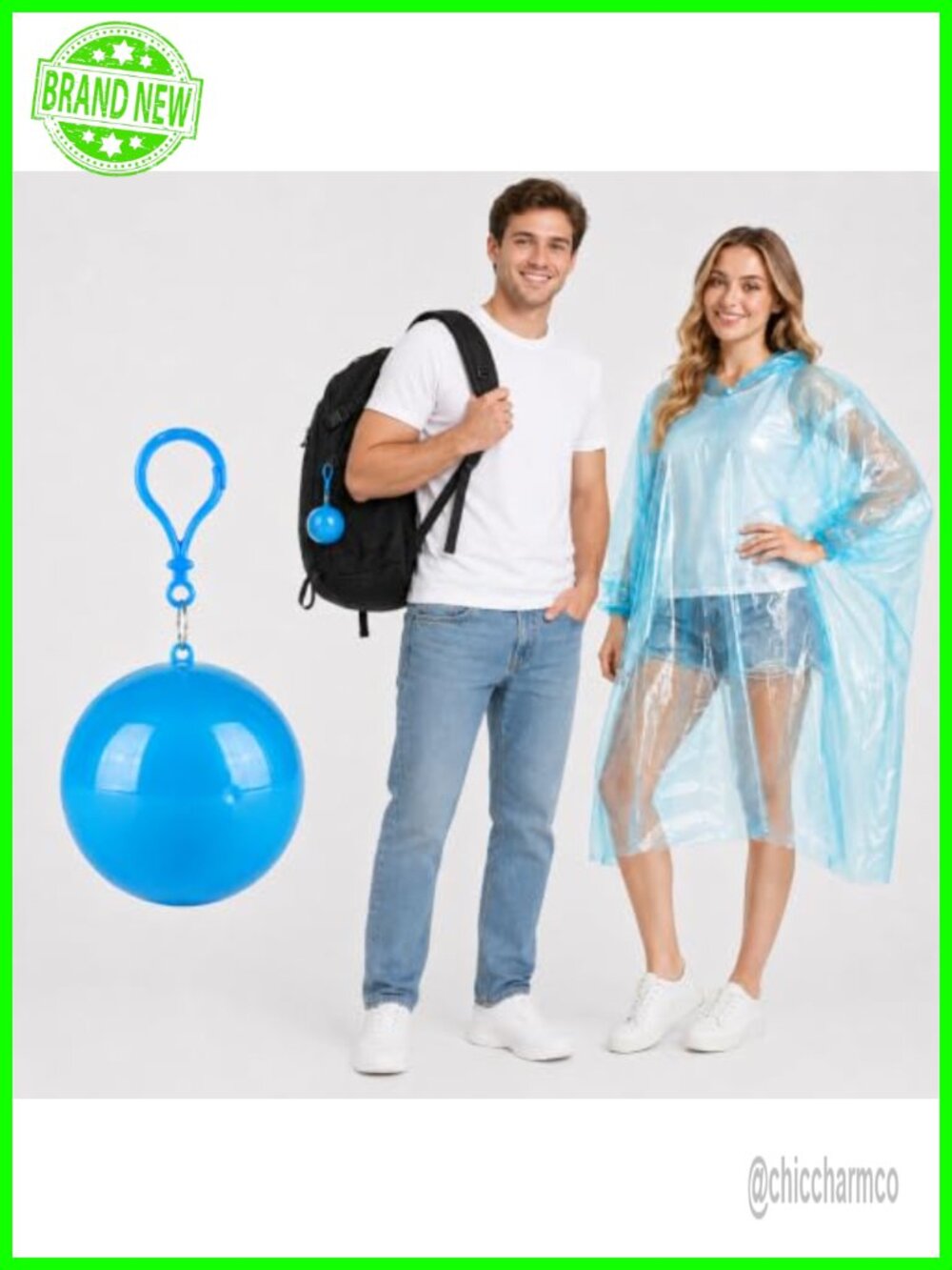 Disposable Rain Poncho Compact Folding Waterproof Raincoat Hook Design